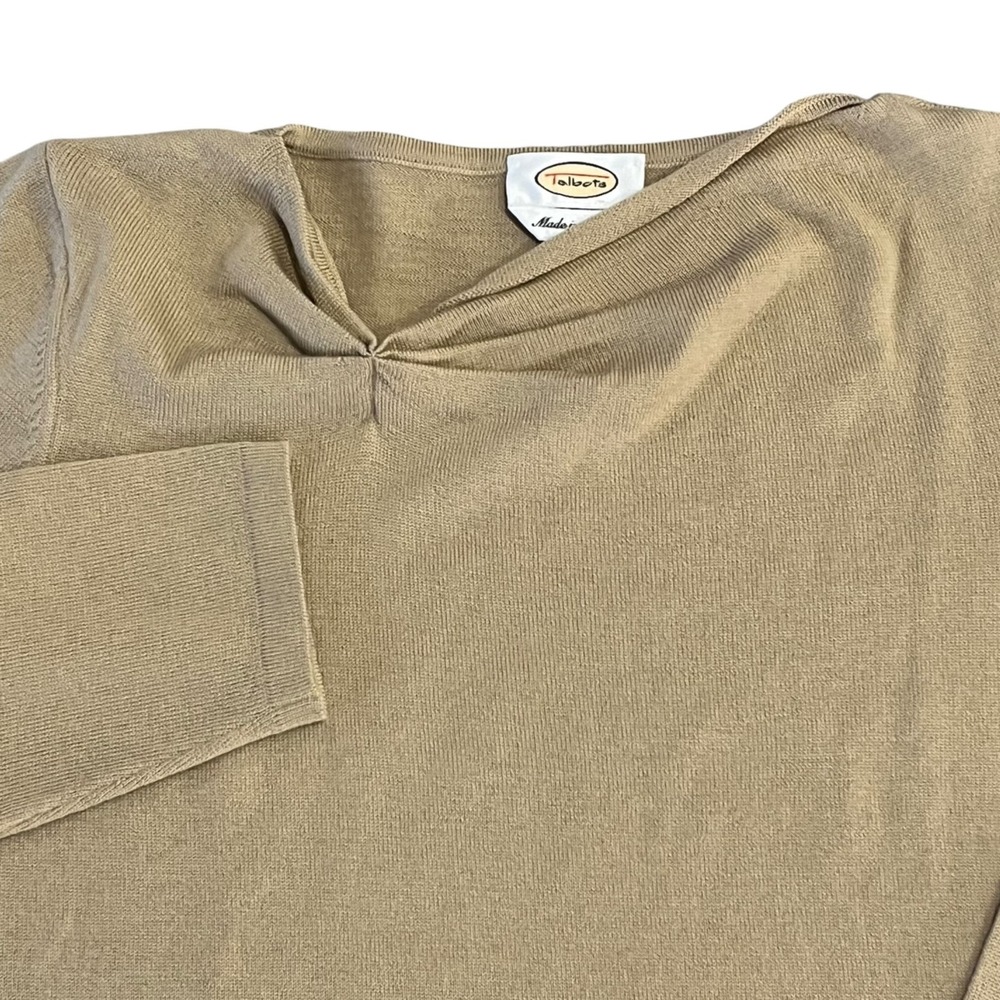 Talbots Merino Wool Off Center Gathered Necklineโ Sweater Womens M Camel